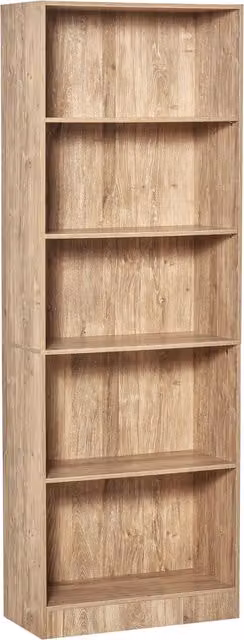 Libreria HOMCOM a 5 livelli con ripiani regolabili in legno, colore marrone, L: 63 cm, P: 29,2 cm, H: 176 cm