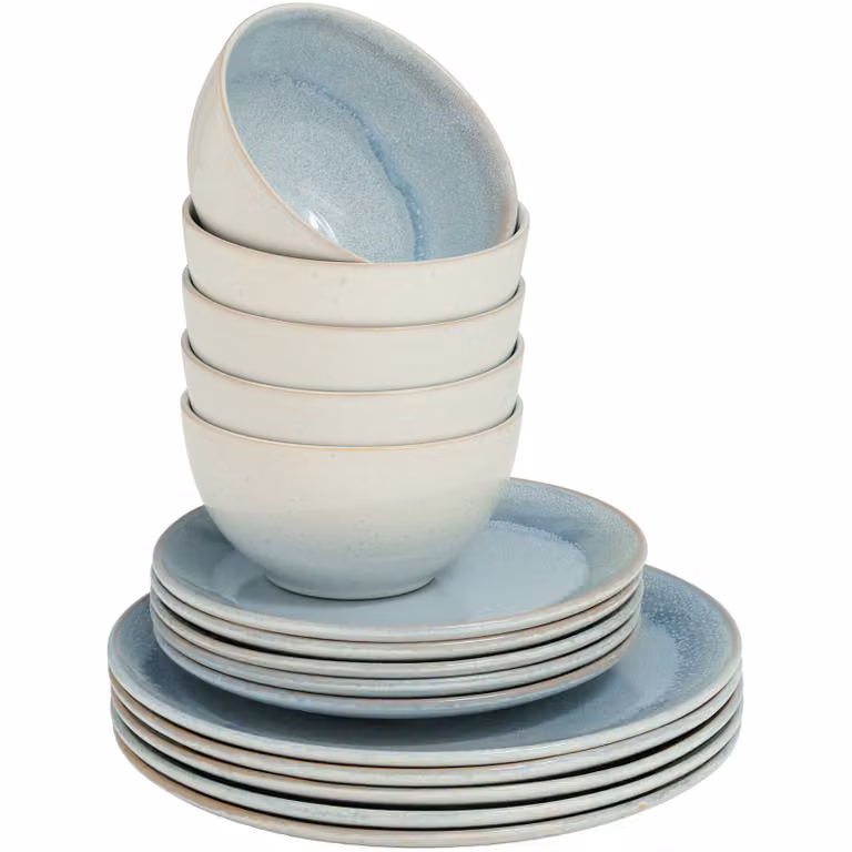 Set di stoviglie Mare TecTake GmbH in terracotta grigia per 6 persone