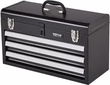 Cassetta degli attrezzi portatile in metallo VEVOR con 3 cassetti e cuscinetti a sfera, colore nero, L: 52,0 cm