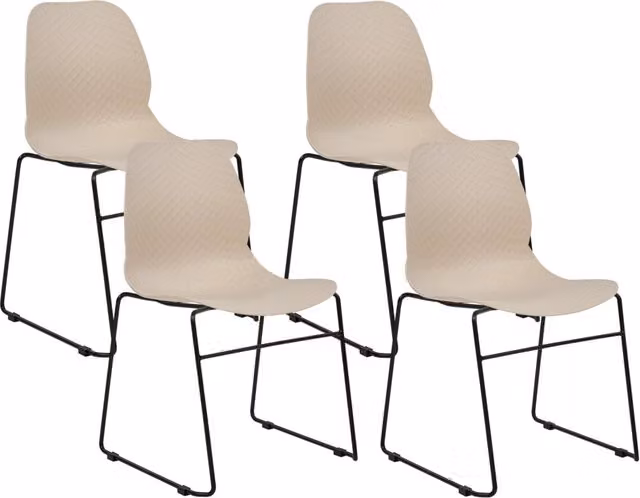 Set di 4 sedie da pranzo BELIANI beige impilabili con gambe in metallo nero, design scandinavo moderno per cucina e sala da pranzo