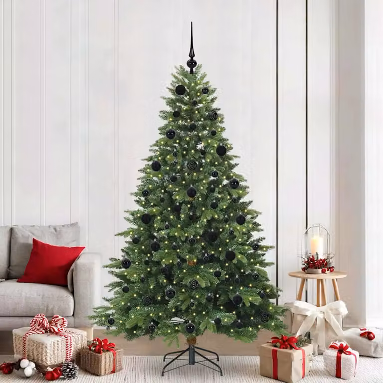 Albero di Natale artificiale vidaXL verde con 300 LED luce bianca calda in PE e PVC, Altezza: 210 cm