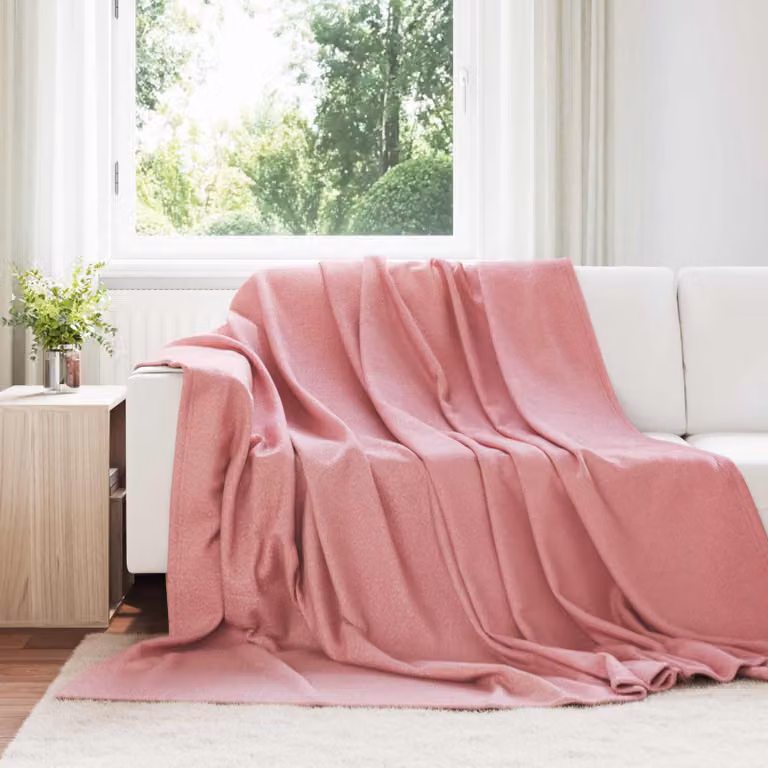 Set di 24 coperte in pile vidaXL rosa, morbide e lavabili, L 240 cm x P 220 cm