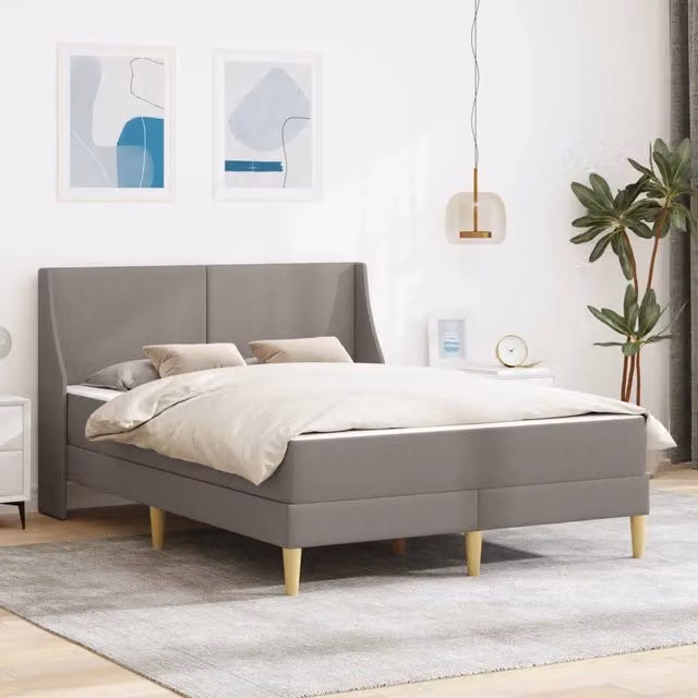 Letto con struttura imbottita e 2 materassi in schiuma vidaXL, colore grigio