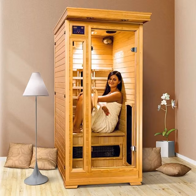 Sauna a infrarossi ARAWA da 1 posto in legno marrone L/P/H: 190 x 105 x 90 cm