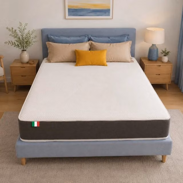Materasso Memory Foam Ibrido Comfy Line Italy Essential L/P/H: 175 x 190 x 20 cm, Semirigido, 7 Zone, Traspirante, Bianco