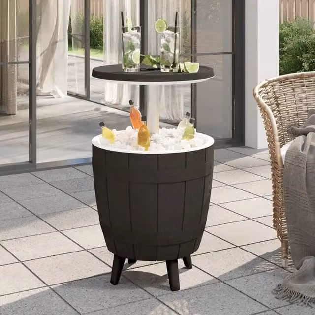 Tavolo da giardino moderno vidaXL in plastica resistente alle intemperie, colore nero o bianco