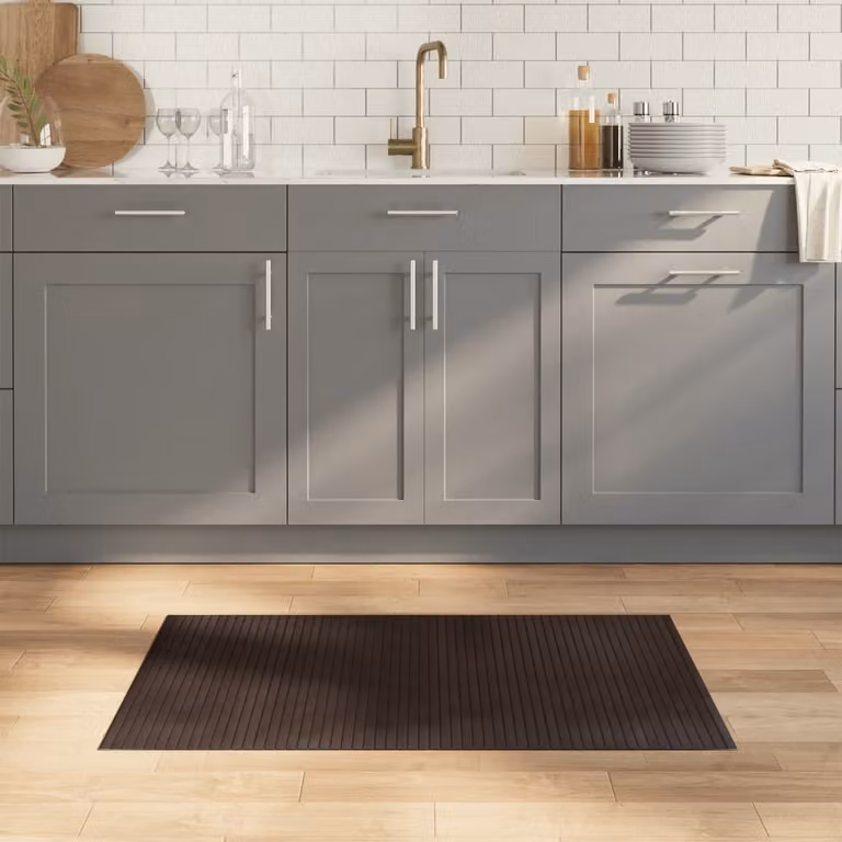 Tappeto rettangolare moderno vidaXL in bambù marrone con antiscivolo L: 100 cm, P: 60 cm