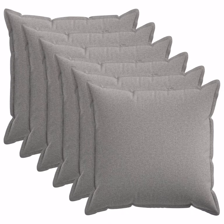 Set di 6 federe vidaXL HOUTEN Grigio, L/P: 65 x 65 cm, in poliestere