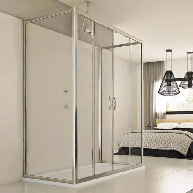 Box Doccia Idralite Young Trio a 2 Ante Trasparente con Apertura Scorrevole L: 160 cm, P: 80 cm, H: 198 cm