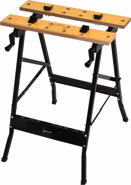 DURHAND Banco da lavoro pieghevole con 4 morsetti, carico 100 kg, nero, L/P/H: 62,5 x 60,5 x 78,5 cm