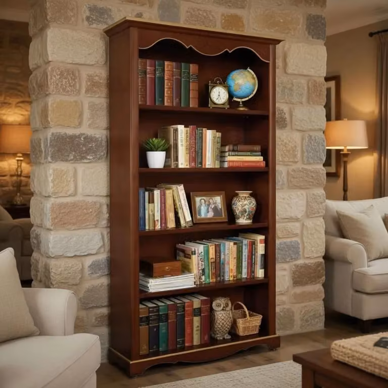 Libreria Arte Povera Mobili 2G con 5 ripiani in legno noce scuro e dettagli oro L 120 cm, P 40 cm, H 210 cm