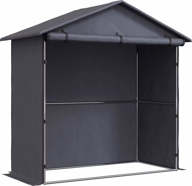 Tenda Garage Giordanoshop per Bici e Moto con Porta Avvolgibile e Tetto a Capanna, Grigio Antracite, L 112 x P 200 x H 200 cm