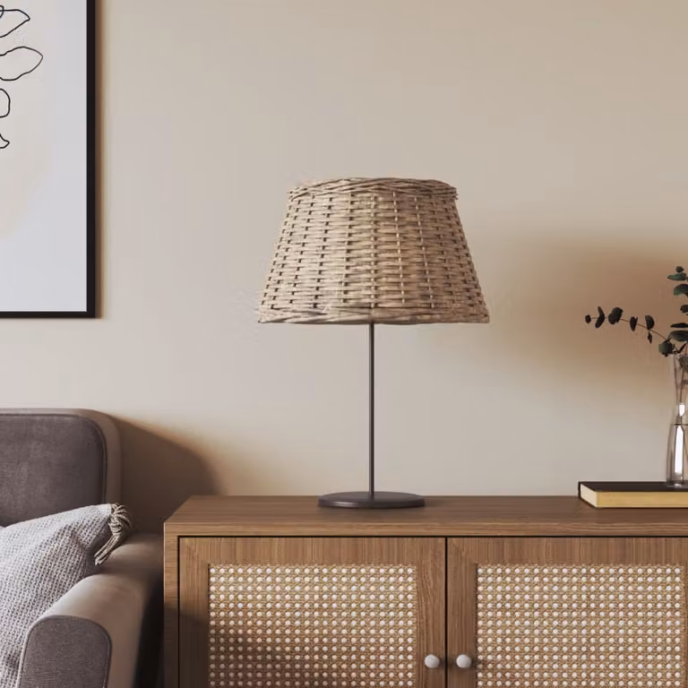 Paralume boho in vimini e metallo marrone vidaXL, forma a cono per lampadine E27, Ø 50 x 30 cm