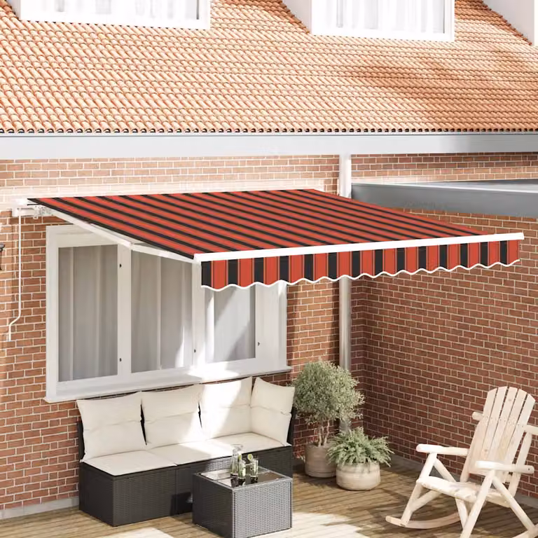 Tenda retrattile vidaXL in poliestere e alluminio, Arancione e Marrone, L: 350 cm x P: 250 cm