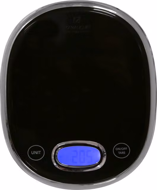 Bilancia digitale da cucina KASANOVA con display digitale e finitura nera cromata, portata 5 kg