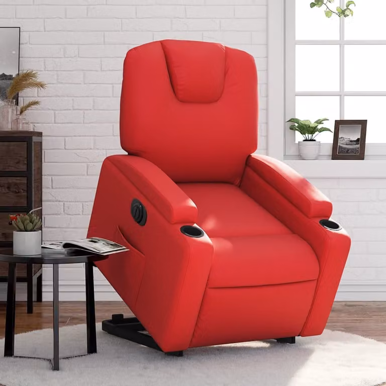 vidaXL Poltrona Alzapersona Elettrica Reclinabile in Similpelle Rossa con Braccioli