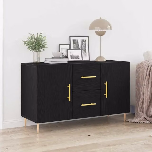 Credenza Buffet Moderna vidaXL in Legno Rovere e Nero per Soggiorno o Sala da Pranzo L 100 x P 36 x H 60 cm