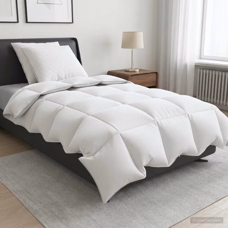 Set di 3 piumoni e cuscini vidaXL FULDA in piume d'oca e cotone, colore bianco, L 135 x L 220 cm