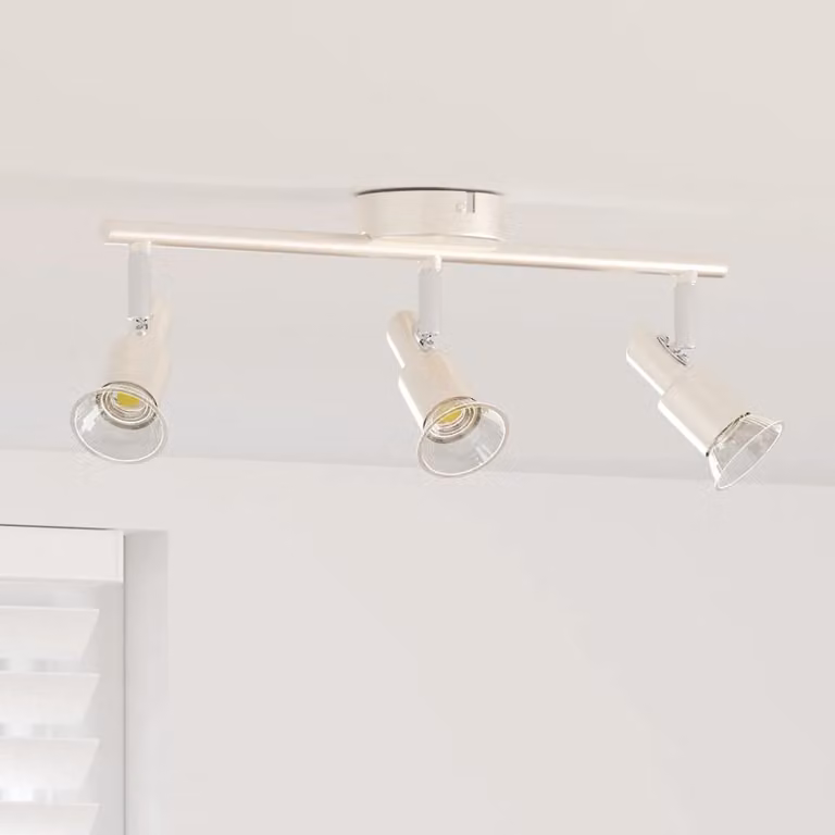 Faretto da soffitto regolabile vidaXL in metallo e vetro, colore argento, attacco E27, L 39 x P 10,5 x H 10,5 cm