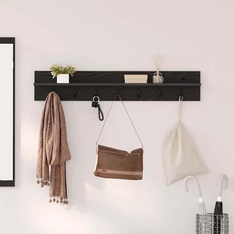 Appendiabiti a muro vidaXL moderno in legno nero L 100 cm x P 10,5 cm x H 18 cm