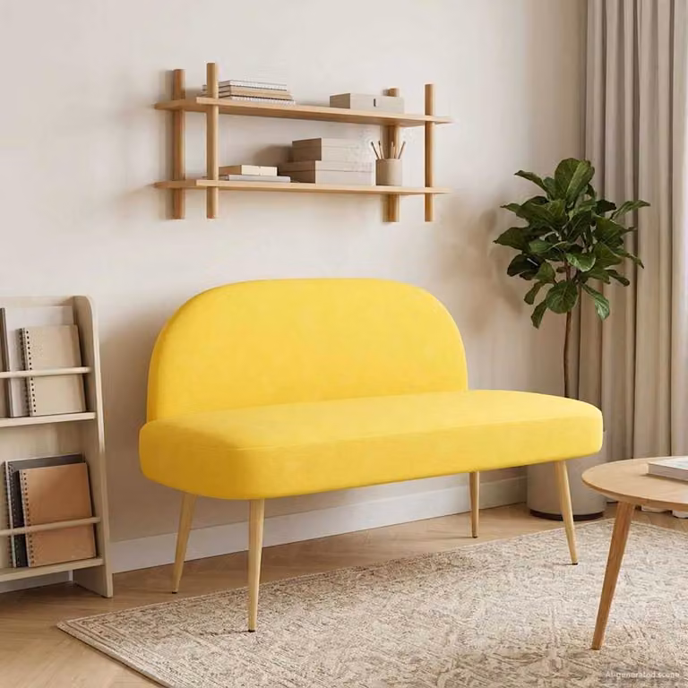 Panchina imbottita con schienale vidaXL Giallo L: 110 cm, P: 60 cm, H: 76 cm