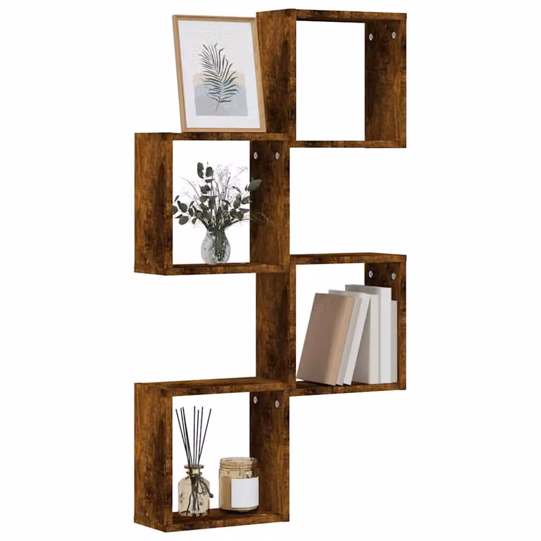 Set di 4 mensole a cubo vidaXL da parete, colore rovere fumo, L 30 cm x P 15 cm x H 30 cm