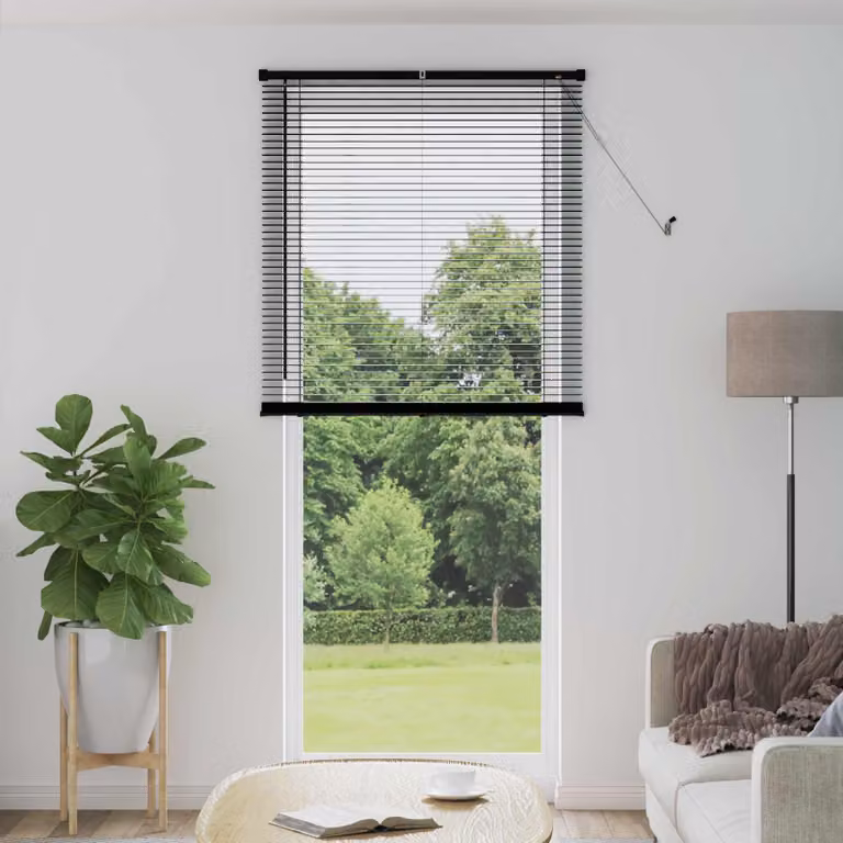 Tenda Veneziana vidaXL in PVC Nero L: 100 cm, H: 213 cm, Larghezza lamelle: 25 mm