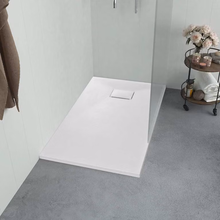 Piatto doccia quadrato vidaXL in mineral cast bianco antiscivolo L 90 cm x P 90 cm