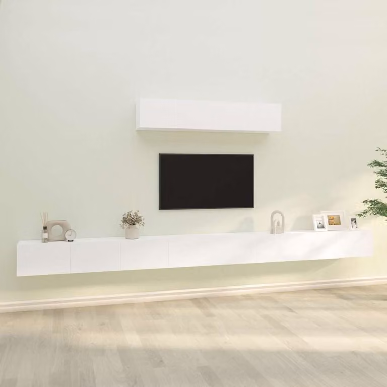 vidaXL Set di Mobili Porta TV 6 Pezzi Bianco in Legno Multistrato da Parete per Soggiorno