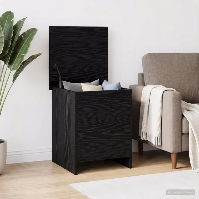 vidaXL Cassa di stoccaggio moderna in legno nero L/P/H: 40 x 40 x 50 cm