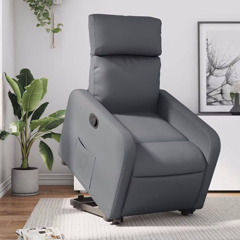 Poltrona Alzapersona Reclinabile vidaXL Grigia in Similpelle con Assistenza Elettrica