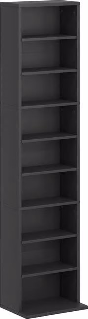Scaffale Porta CD e DVD HOMCOM Nero con 6 Ripiani Regolabili, L/P/H: 33 x 24 x 140 cm
