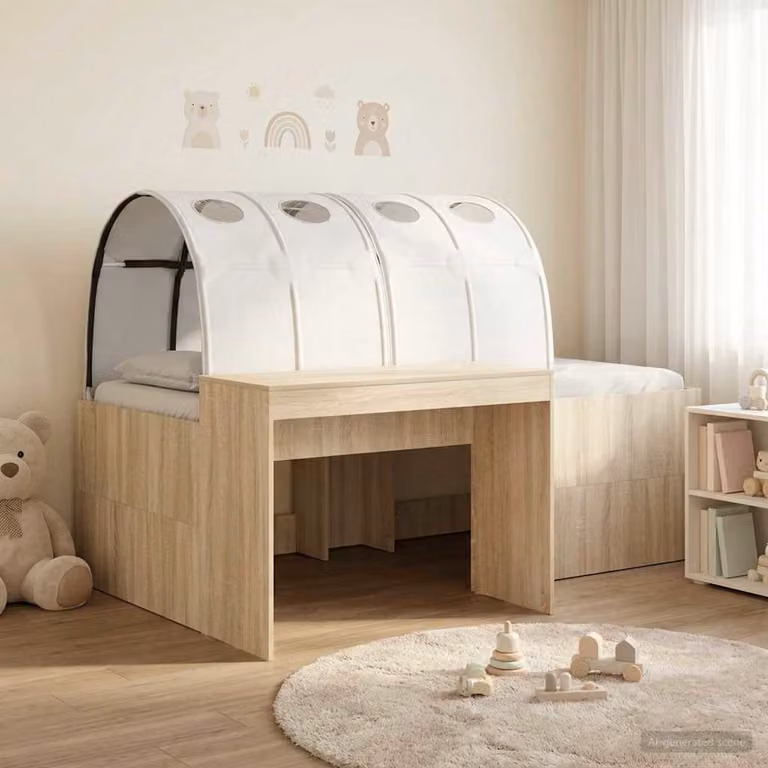 vidaXL Letto Singolo con Tunnel per Bambini in Legno Rovere e Bianco L: 120 cm, P: 200 cm, H: 133,5 cm