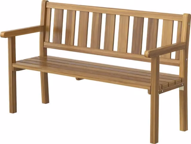Panchina da giardino Outsunny a 2 posti in legno di abete color teak, L: 150 cm, P: 57 cm, H: 93 cm
