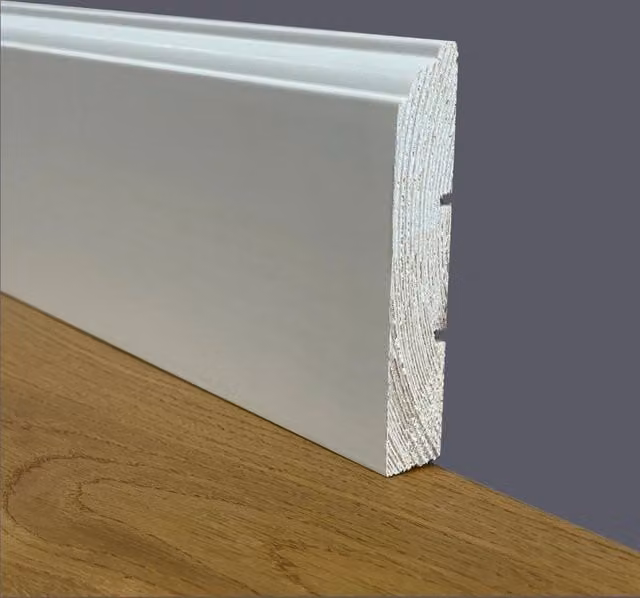 Battiscopa PREMIUM in legno massello modello FIRENZE di ETERNAL PARQUET, laccato bianco, 100 metri lineari, H: 9,1 cm, L: 1,5 cm