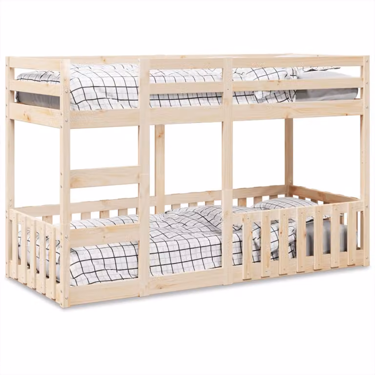 vidaXL Letto a Castello per Bambini in Legno Massello di Pino, Colore Marrone, 90x190 cm