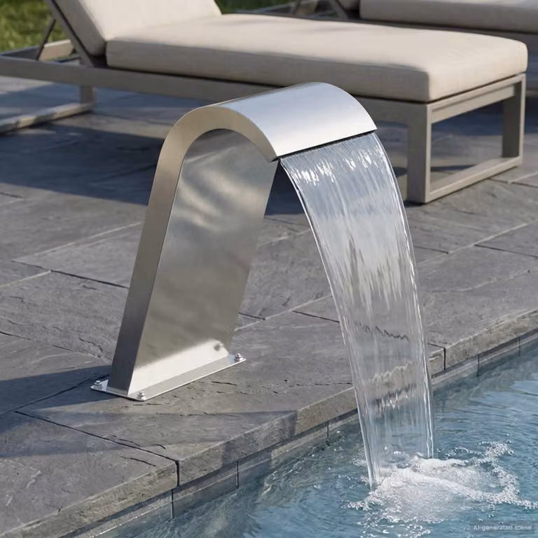 vidaXL Fontana da Piscina in Acciaio Inox Argento L: 47 cm, P: 31 cm, H: 60 cm
