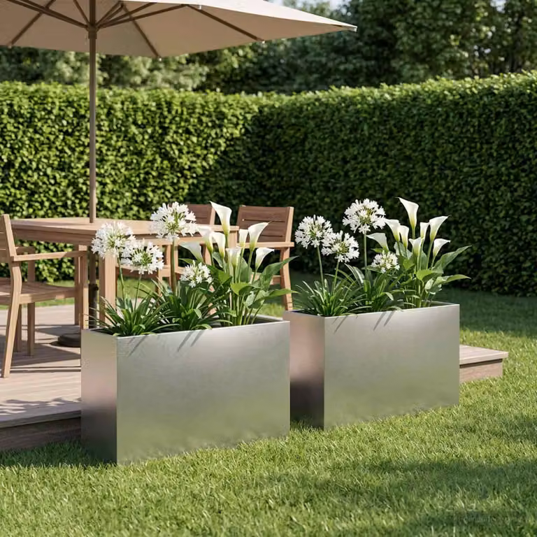 Set di 2 vasi da giardino vidaXL in acciaio inox color argento, L 80 cm x P 30 cm x H 40 cm