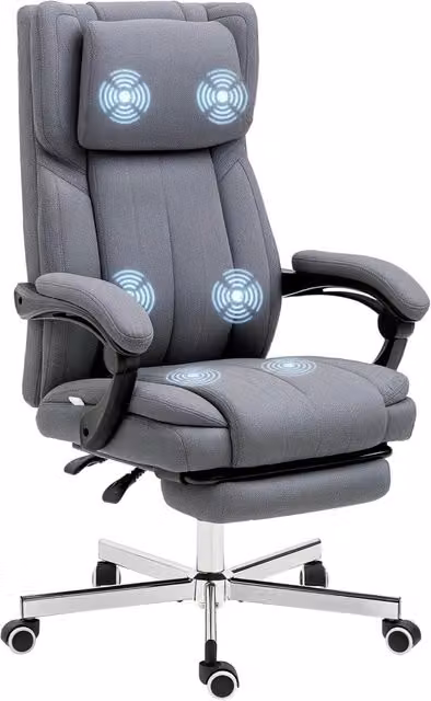 Sedia da Ufficio Executive Minimal Grigio con Poggiatesta e Braccioli L: 65 cm, P: 61 cm, H: 118 cm