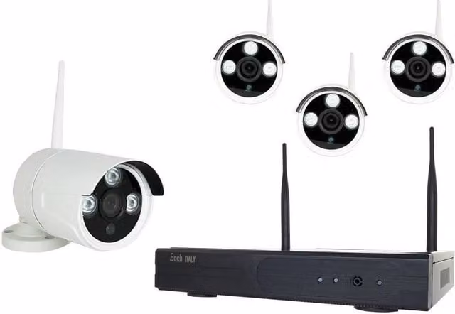 Kit Videosorveglianza Trade Shop con NVR e 4 Telecamere Wi-Fi e LAN, Colore Bianco, Modello 8806zl3-4