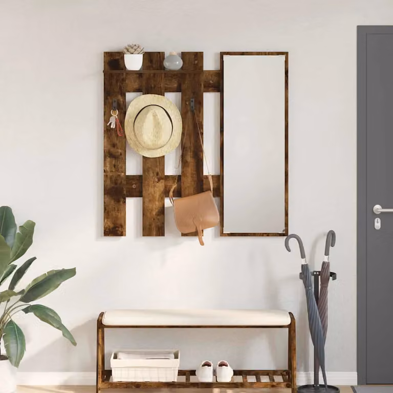 Appendiabiti a muro moderno vidaXL in legno MDF colore marrone L 100 x P 10 x H 100 cm