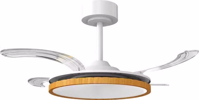 Ventilatore da soffitto HOMCOM con luce LED e telecomando, pale retrattili, diametro 95 cm, colore naturale