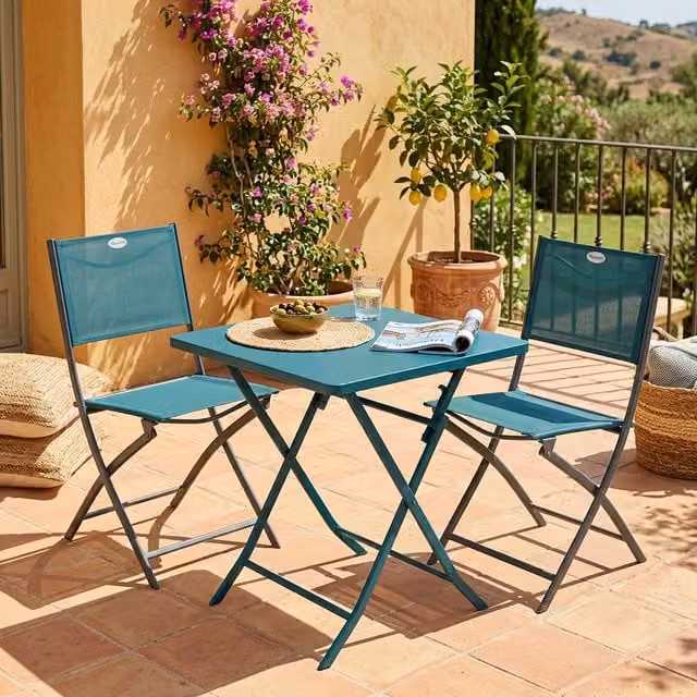 Tavolo da giardino pieghevole Hesperide blu L: 70 cm, P: 70 cm, H: 71 cm