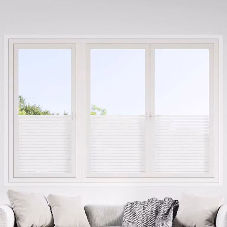Set di 4 pellicole adesive per finestre vidaXL in PVC bianco con motivo a righe e finitura smerigliata traslucida