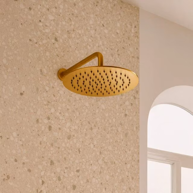 Soffione doccia Sined Soffionelevante25inox in acciaio inox, diametro 25 cm, design rotondo disponibile in argento o oro