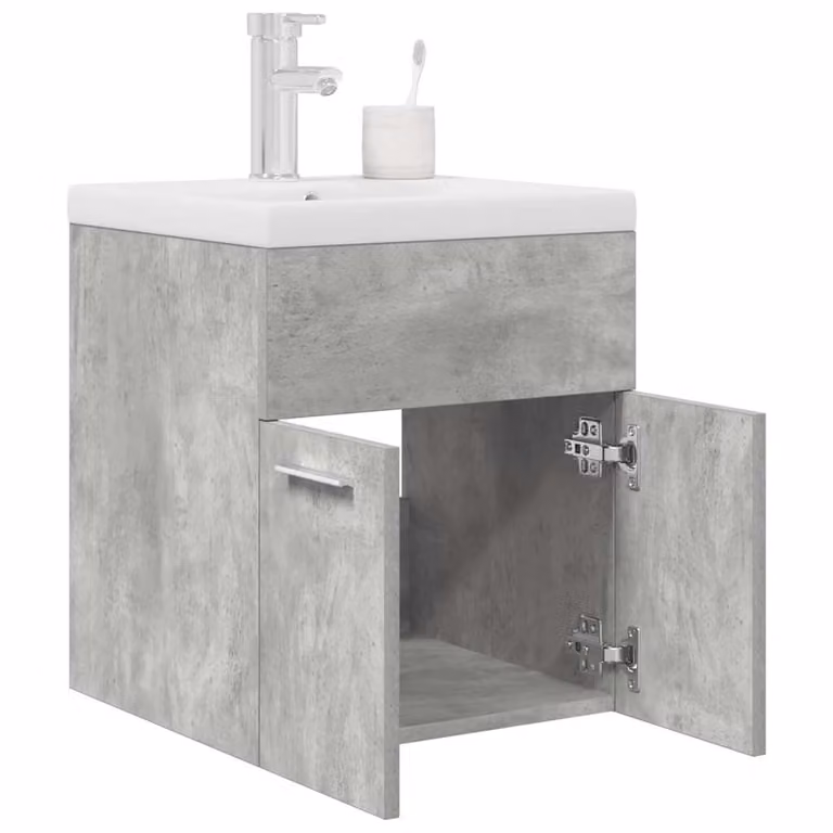 Mobile da bagno sospeso vidaXL con lavabo integrato e rubinetto, Grigio e Bianco