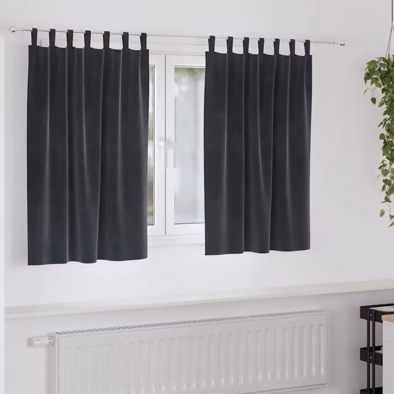Set di 2 tende oscuranti vidaXL in velluto antracite, L 140 cm x H 140 cm