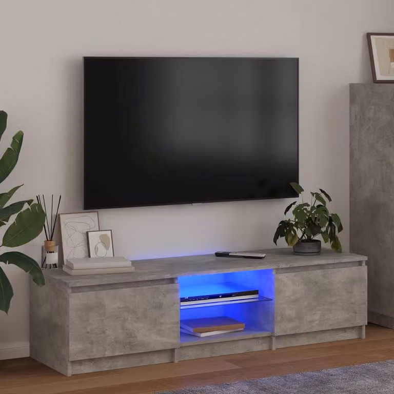 vidaXL Mobile Porta TV Moderno con Luci LED Integrate Grigio, L/P/H: 140 x 40 x 36 cm