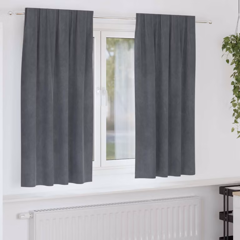 Set di 2 tende oscuranti vidaXL in velluto grigio, L: 140 cm, H: 175 cm