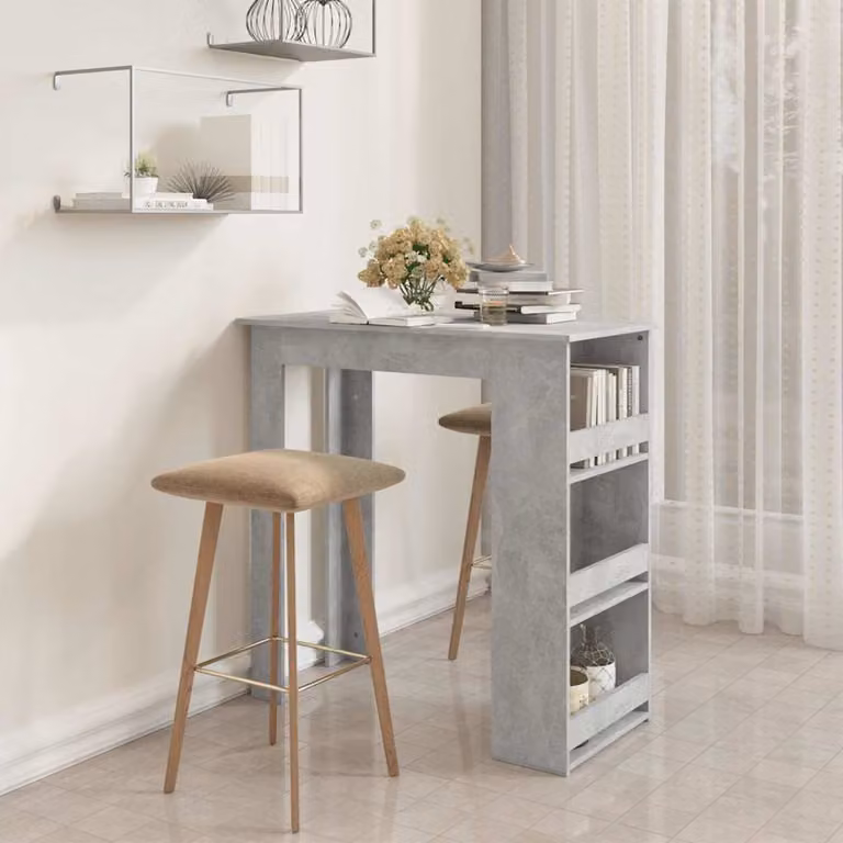 vidaXL Tavolino da Bar Moderno con Portaoggetti Grigio, L 102 cm x P 50 cm x H 103,5 cm